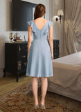 Ashlyn A-Line V-neck Knee-Length Bridesmaid Dress With Ruffle UKP0012812