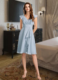 Ashlyn A-Line V-neck Knee-Length Bridesmaid Dress With Ruffle UKP0012812