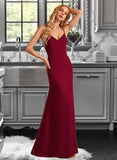 Lilian Trumpet/Mermaid V-neck Floor-Length Bridesmaid Dress With Split Front UKP0012814