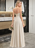 Kadence A-Line Scoop Neck Floor-Length Chiffon Lace Bridesmaid Dress With Pockets UKP0012817