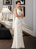 Yvonne Sheath/Column One Shoulder Floor-Length Chiffon Bridesmaid Dress With Ruffle UKP0012820