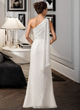 Yvonne Sheath/Column One Shoulder Floor-Length Chiffon Bridesmaid Dress With Ruffle UKP0012820