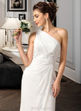 Yvonne Sheath/Column One Shoulder Floor-Length Chiffon Bridesmaid Dress With Ruffle UKP0012820