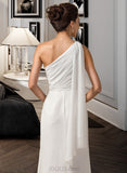 Yvonne Sheath/Column One Shoulder Floor-Length Chiffon Bridesmaid Dress With Ruffle UKP0012820