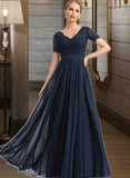 Kaliyah A-Line V-neck Floor-Length Chiffon Bridesmaid Dress UKP0012821