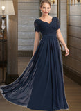 Kaliyah A-Line V-neck Floor-Length Chiffon Bridesmaid Dress UKP0012821