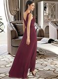 Stacy A-Line V-neck Asymmetrical Bridesmaid Dress With Split Front UKP0012824