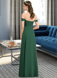 Ina A-line Off the Shoulder Floor-Length Chiffon Bridesmaid Dress With Ruffle UKP0012825