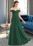 Ina A-line Off the Shoulder Floor-Length Chiffon Bridesmaid Dress With Ruffle UKP0012825