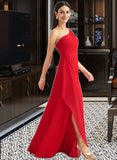 Victoria A-Line One-Shoulder Floor-Length Bridesmaid Dress With Ruffle Split Front UKP0012827