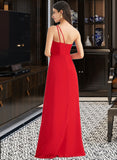 Victoria A-Line One-Shoulder Floor-Length Bridesmaid Dress With Ruffle Split Front UKP0012827