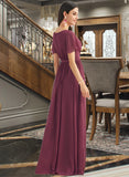 Logan A-Line V-neck Floor-Length Bridesmaid Dress With Split Front UKP0012829