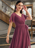 Logan A-Line V-neck Floor-Length Bridesmaid Dress With Split Front UKP0012829