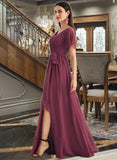 Logan A-Line V-neck Floor-Length Bridesmaid Dress With Split Front UKP0012829