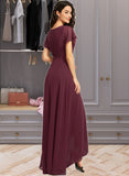 Tina A-Line Scoop Neck Asymmetrical Bridesmaid Dress With Ruffle UKP0012831