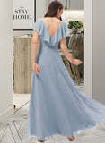 Martha A-Line V-neck Floor-Length Bridesmaid Dress With Split Front UKP0012832