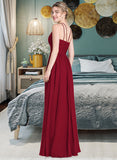 Alivia A-Line Scoop Neck Floor-Length Chiffon Bridesmaid Dress With Ruffle UKP0012835