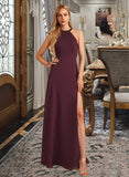 Jaelyn A-Line High Neck Floor-Length Bridesmaid Dress With Split Front UKP0012838