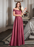 Savannah A-Line Off-the-Shoulder Floor-Length Bridesmaid Dress With Split Front UKP0012845