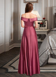 Savannah A-Line Off-the-Shoulder Floor-Length Bridesmaid Dress With Split Front UKP0012845