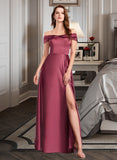 Savannah A-Line Off-the-Shoulder Floor-Length Bridesmaid Dress With Split Front UKP0012845