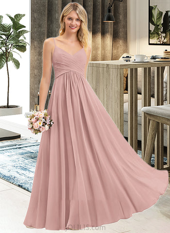 Lorena A-LineV-neckFloor-LengthChiffonBridesmaidDressWithRuffle#251358 UKP0012849