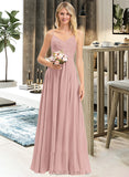 Lorena A-LineV-neckFloor-LengthChiffonBridesmaidDressWithRuffle#251358 UKP0012849