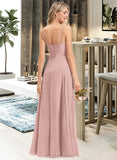 Lorena A-LineV-neckFloor-LengthChiffonBridesmaidDressWithRuffle#251358 UKP0012849