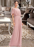 Evelyn Sheath/Column Floor-Length Bridesmaid Dress With Split Front UKP0012851