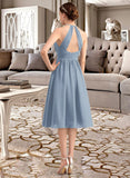 Maryjane A-Line Scoop Neck Knee-Length Chiffon Bridesmaid Dress With Ruffle UKP0012853