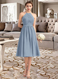 Maryjane A-Line Scoop Neck Knee-Length Chiffon Bridesmaid Dress With Ruffle UKP0012853