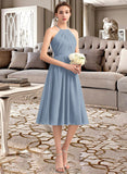 Maryjane A-Line Scoop Neck Knee-Length Chiffon Bridesmaid Dress With Ruffle UKP0012853