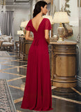 Nora A-line V-Neck Floor-Length Chiffon Bridesmaid Dress UKP0012858