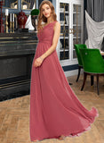 Rosemary A-line One Shoulder Floor-Length Chiffon Bridesmaid Dress With Ruffle UKP0012860