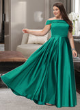 Mylee Ball-Gown/Princess Off-the-Shoulder Floor-Length Satin Bridesmaid Dress With Split Front Pockets UKP0012866