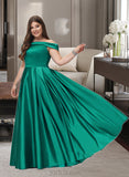 Mylee Ball-Gown/Princess Off-the-Shoulder Floor-Length Satin Bridesmaid Dress With Split Front Pockets UKP0012866