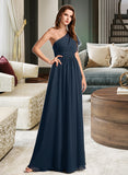 Makaila A-Line One-Shoulder Floor-Length Bridesmaid Dress With Ruffle UKP0012875