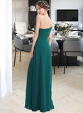 Melina A-Line One-Shoulder Floor-Length Bridesmaid Dress With Split Front Pockets UKP0012876