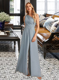 Marisa A-Line One-Shoulder Floor-Length Bridesmaid Dress With Lace Sequins UKP0012878