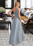 Marisa A-Line One-Shoulder Floor-Length Bridesmaid Dress With Lace Sequins UKP0012878