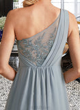 Marisa A-Line One-Shoulder Floor-Length Bridesmaid Dress With Lace Sequins UKP0012878