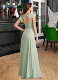 Teresa A-Line V-neck Floor-Length Bridesmaid Dress With Split Front UKP0012883