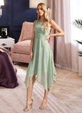 Janet A-Line One-Shoulder Asymmetrical Bridesmaid Dress With Ruffle UKP0012884