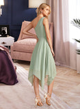 Janet A-Line One-Shoulder Asymmetrical Bridesmaid Dress With Ruffle UKP0012884