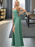 Sally A-LineSquareNecklineFloor-LengthChiffonBridesmaidDressWithSplitFrontPockets#251385 UKP0012885