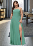 Sally A-LineSquareNecklineFloor-LengthChiffonBridesmaidDressWithSplitFrontPockets#251385 UKP0012885