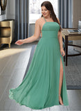 Sally A-LineSquareNecklineFloor-LengthChiffonBridesmaidDressWithSplitFrontPockets#251385 UKP0012885