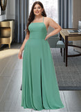 Sally A-LineSquareNecklineFloor-LengthChiffonBridesmaidDressWithSplitFrontPockets#251385 UKP0012885