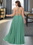 Sally A-LineSquareNecklineFloor-LengthChiffonBridesmaidDressWithSplitFrontPockets#251385 UKP0012885