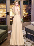 Coral A-Line One-Shoulder Floor-Length Chiffon Bridesmaid Dress With Ruffle Flower(s) UKP0012887